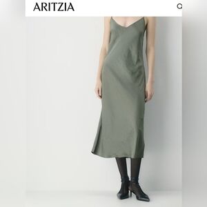 Aritzia  Wilfred Only Slip Satin Midi Dress Sage Green Midi Dress Size S